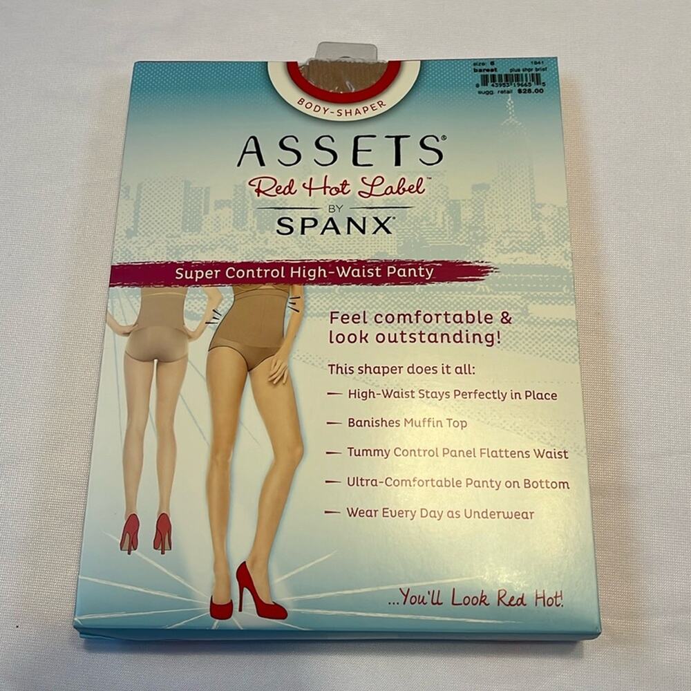 Spanx Assets Shapewear Panty Red Hot Label Super Control High Waist Size 6 Beige
